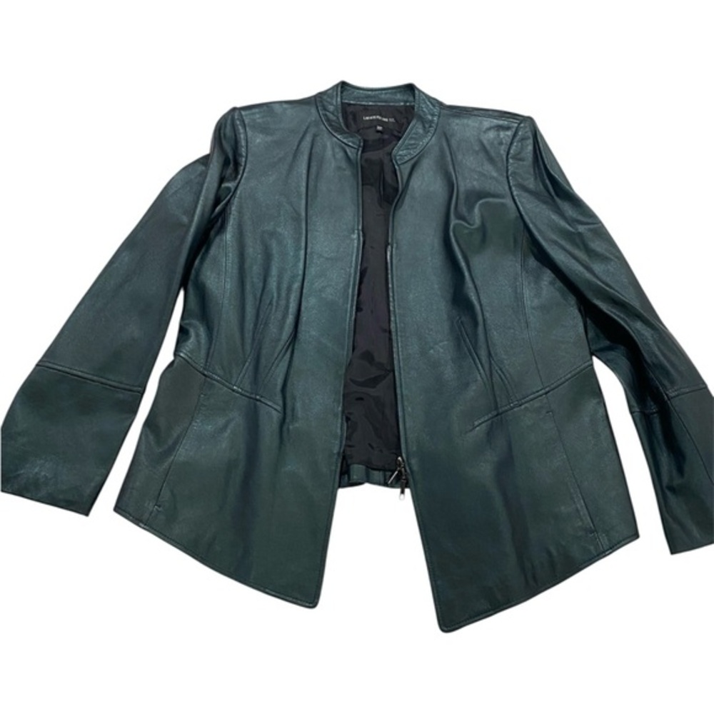 Lafayette 148 New York metallic green lambskin jacket - Picture 1 of 15